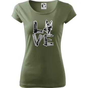 Dámské tričko Německý ovčák love - Dámské triko Pure - S ( Khaki )