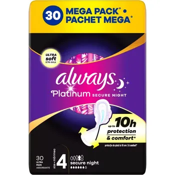Menstruační vložka Always Hygienické vložky Platinum Secure Night s křidélky vel. 4 30 ks 30 ks