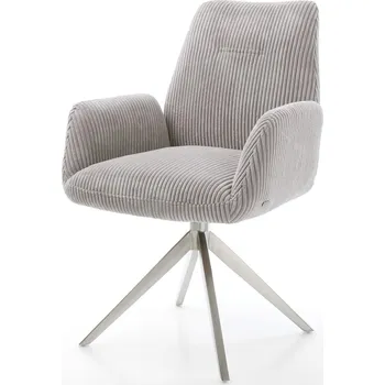 Jídelní židle DELIFE Jídelní židle Zoa-Flex plyšový manšestr stříbrně šedá křížová podnož široká nerezová ocel taštičkové pružiny