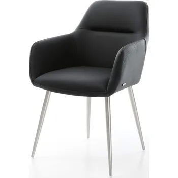 Jídelní židle DELIFE Jídelní židle Pejo-Flex pravá kůže černá 4-nohá zúžená nerezová ocel taštičkové pružiny