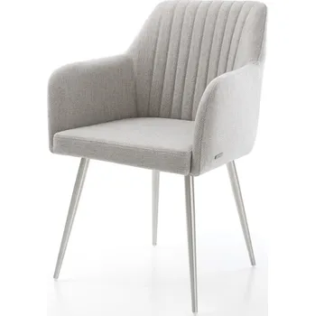 Jídelní židle DELIFE Jídelní židle Greg-Flex Stripes světle šedá 4-nohá zúžená nerezová ocel taštičkové pružiny