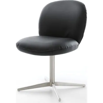 Jídelní židle DELIFE Jídelní židle Nube-Flex pravá kůže černá podnož kříž nerezová ocel 360° otočný taštičkové pružiny