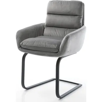 Jídelní židle DELIFE Jídelní židle Abelia-Flex s područkami samet šedá jídelní židle plochá černá