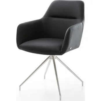 Jídelní židle DELIFE Jídelní židle Pejo-Flex pravá kůže černá křížová podnož zúžená nerezová ocel taštičkové pružiny