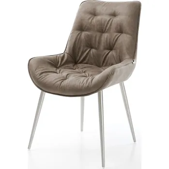 Jídelní židle DELIFE Jídelní židle Taimi-Flex mikrovlákno taupe vintage 4-nohá zúžená nerezová ocel