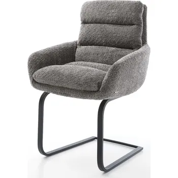 Jídelní židle DELIFE Jídelní židle Abelia-Flex s područkami bouclé šedá jídelní židle plochá černá
