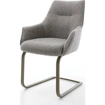 Jídelní židle DELIFE Jídelní židle Alja-Flex s područkami bouclé stříbrně šedá jídelní židle plochá titanová povrchová úprava taštičkové pružiny