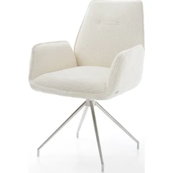Jídelní židle DELIFE Jídelní židle Zoa-Flex bouclé bílá křížová podnož zúžená nerezová ocel taštičkové pružiny