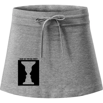 Dámské oblečení What do you see first? Pohár - Obličeje - Sportovní sukně - two in one - XS ( Tmavě šedý melír )