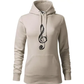 Dámská mikina Houslový klíč kreslený - Mikina dámská Cape s kapucí - M ( Ledově šedá )