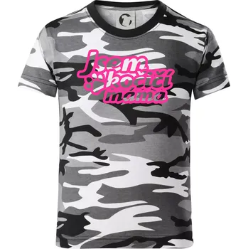 Chlapecké tričko Jsem kočičí máma - Dětské maskáčové triko - 134 cm/8 let ( Šedý maskáč )