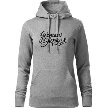 Dámská mikina German shepherd - nápis okrasny - nápis okrasný - Mikina dámská Cape s kapucí - S ( Tmavě šedý melír )