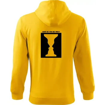 Pánská mikina What do you see first? Pohár - Obličeje - Mikina s kapucí na zip trendy zipper - 3XL ( Žlutá )