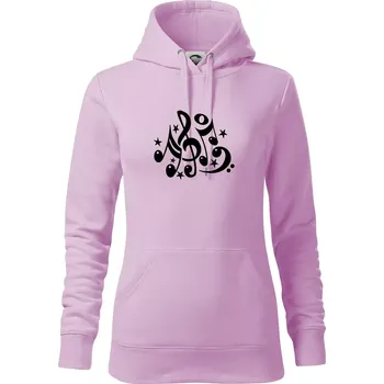 Dámská mikina Noty a hvězdy - Mikina dámská Cape s kapucí - XS ( Orchid )