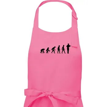 Kuchyňská zástěra Evoluce houslista - Pánská zástěra na vaření - Univerzální velikost ( Růžová )