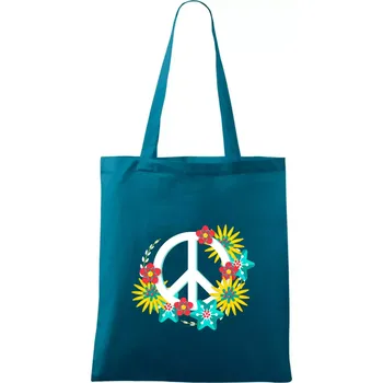 Peace symbol abstraktní - Taška bavlněná - 42 x 38 cm ( Petrolejová )