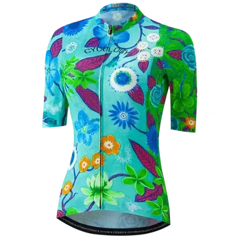 cyklistický dres Cyklodres CYCOLOGY Aloha Aqua Reborn, dámský, krátký rukáv (Motiv Aloha Aqua, velikost XXL)