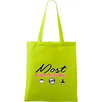 Nákupní taška Most město s tradicí - Taška bavlněná - 42 x 38 cm ( Limetková )