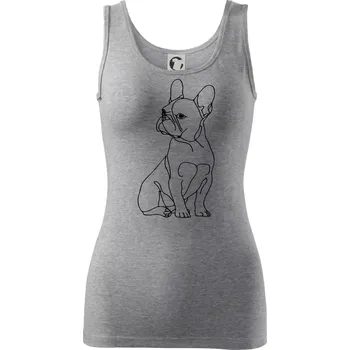 Dámské tričko Francouzský buldoček černá kresba - Dámské tílko - L ( Tmavě šedý melír )