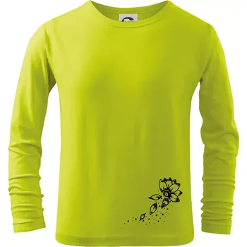 Dětská móda Květina lístky - Triko dětské Long Sleeve - 122 cm/6 let ( Limetková )