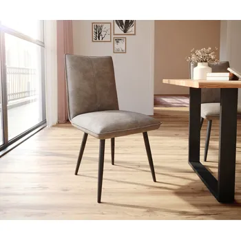 Jídelní židle DELIFE Jídelní židle Lelio-Flex mikrovlákno taupe vintage 4-nohá zúžená černá taštičkové pružiny