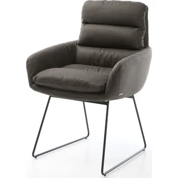 Jídelní židle DELIFE Jídelní židle Abelia-Flex s područkami mikrovlákno antracit vintage tenká podnož černá