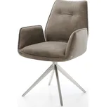 DELIFE Jídelní židle Zoa-Flex mikrovlákno taupe vintage křížová podnož široká nerezová ocel taštičkové pružiny