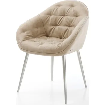 Jídelní židle DELIFE Jídelní židle Gaio-Flex mikrovlákno béžová vintage 4-nohá zúžená nerezová ocel