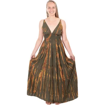 Dámské šaty Dlouhé khaki zelené batikované šaty Kantima Khaki, Sittar UNI