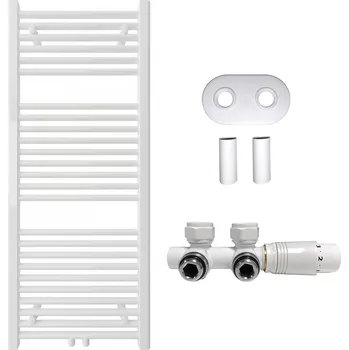 Radiátor CERANO - Koupelnový radiátorový set Lincoln - ústřední vytápění - středové připojení 50 mm - 366W - bílá matná - 1200x500 mm