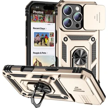 Pouzdro na mobilní telefon Slide odolný kryt na iPhone 16 Pro - zlatý