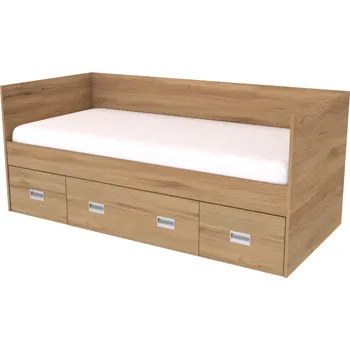 Postel NÁBYTEK MIKULÍK s.r.o. NEMO - postel 90x200cm, 3 zvýšená čela (včetně roštu) Dekor: olše Šířka: 95cm, Dekor: dub harmony