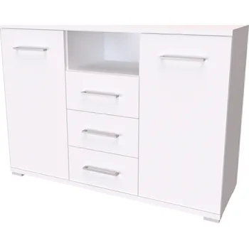 Komoda NÁBYTEK MIKULÍK s.r.o. AIDA MN - komoda se skříňkami, zásuvkami a poličkou, 120x86cm Dekor: olše Šířka: 120cm, Dekor: bílá struktura