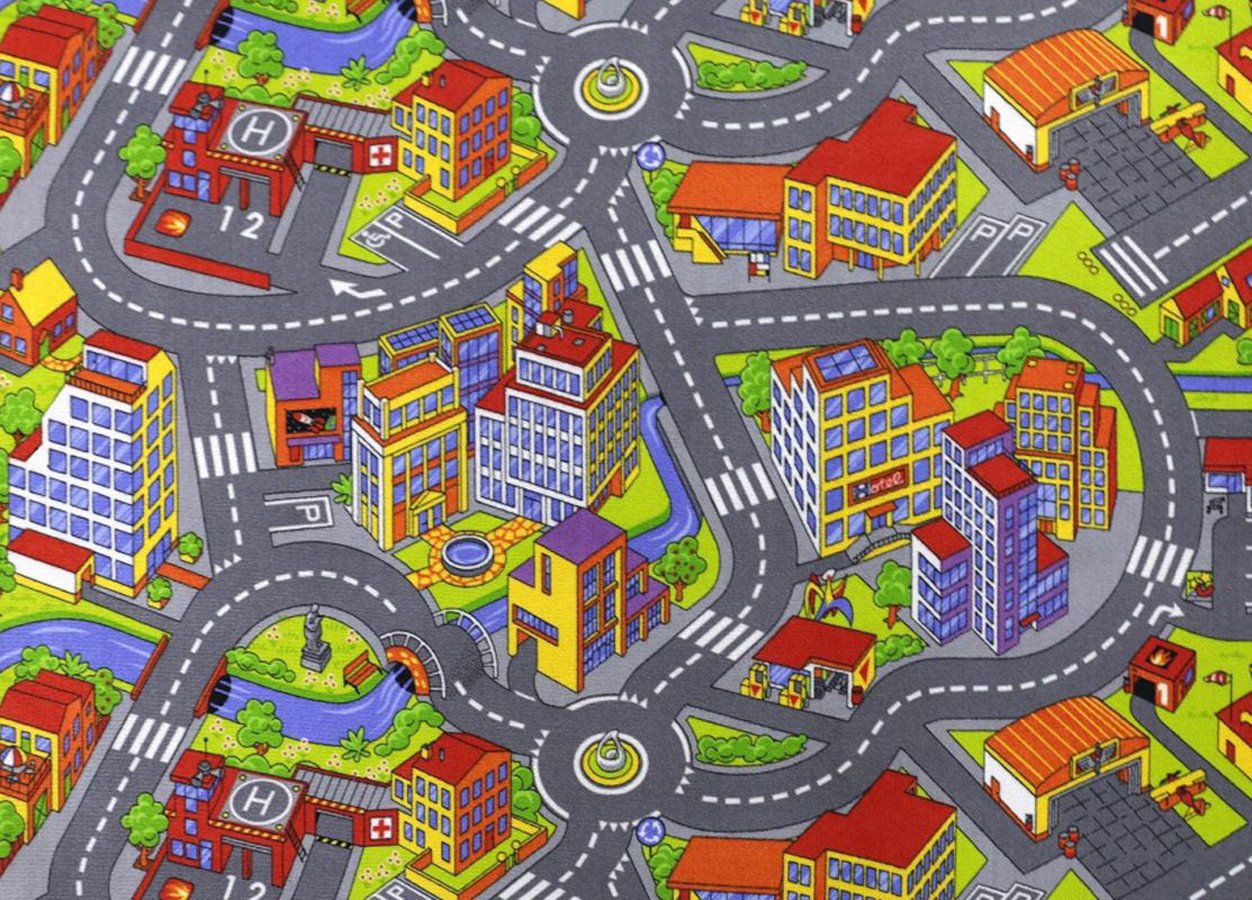 Metrážový koberec s autodráhou Big City 97 4 m