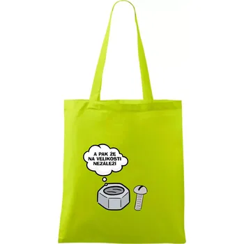 A pak že na velikosti nezáleží - Taška bavlněná - 42 x 38 cm ( Limetková )