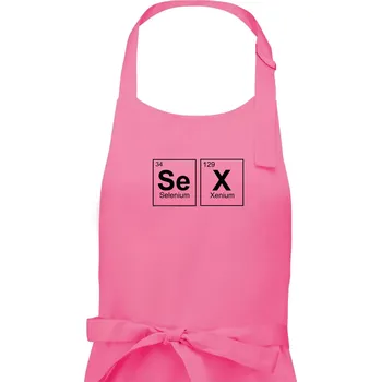 Kuchyňská zástěra SEX- periodická tabulka - Dámská zástěra na vaření - Univerzální velikost ( Růžová )