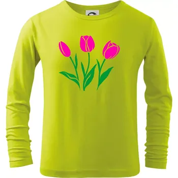 Dětská móda Tři tulipány - Triko dětské Long Sleeve - 122 cm/6 let ( Limetková )