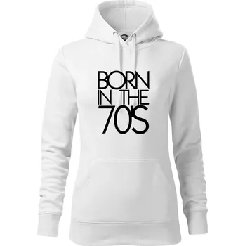 Dámská mikina Born In The 70's - Mikina dámská Cape s kapucí - M ( Bílá )