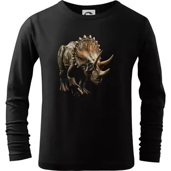 Chlapecké tričko Triceratops z boku černá fotka - Triko dětské Long Sleeve - 158 cm/12 let ( Černá )