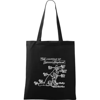 Nákupní taška Německý ovčák - Anatomie - Taška bavlněná - 42 x 38 cm ( Černá )