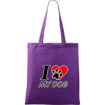I love my dog - nápis - Taška bavlněná - 42 x 38 cm ( Fialová )