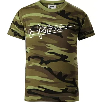 Chlapecké oblečení My Drugs - jídlo hudba - Dětské maskáčové triko - 134 cm/8 let ( Zelený maskáč )