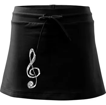 Dámská sukně Houslový klíč kreslený - Sportovní sukně - two in one - XS ( Černá )