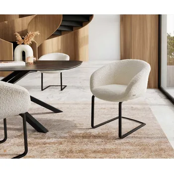 Jídelní židle DELIFE Jídelní židle Vinka-Flex s područkami bouclé bílá jídelní židle plochá černá taštičkové pružiny