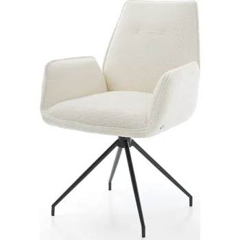 Jídelní židle DELIFE Jídelní židle Zoa-Flex bouclé bílá křížová podnož zúžená černá taštičkové pružiny