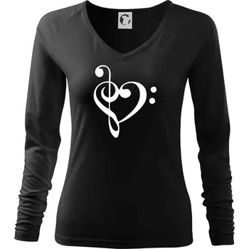 Dámské oblečení Houslový klíč srdce - Triko dámské Elegance - L ( Černá )