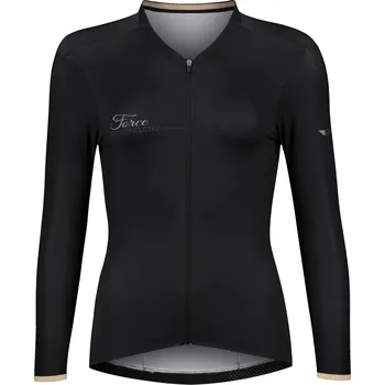 Cyklistické oblečení Dres FORCE GOLD LADY dlouhý rukáv, černý (Barva černá, velikost XL)