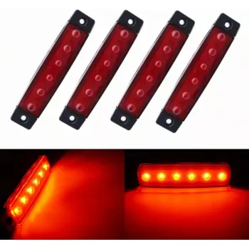 Příslušenství osvětlení automobilu 4x LED poziční obrysové světlo 12/24V 6SMD, červené (Červené poziční - obrysové světlo)