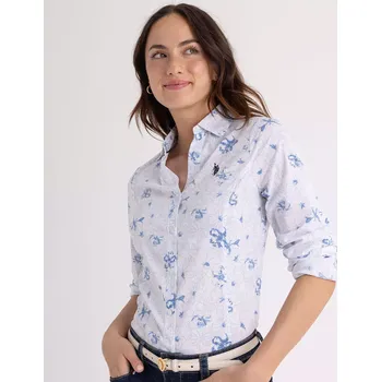 Dámské tričko U.S.Polo Assn. dámská košile s dlouhým rukávem FITTED bílá L