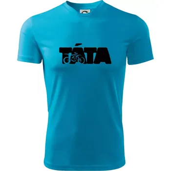 Pánské tričko Táta nápis - motorka enduro - Pánské triko Fantasy sportovní (dresovina) - S ( Světlý tyrkys )